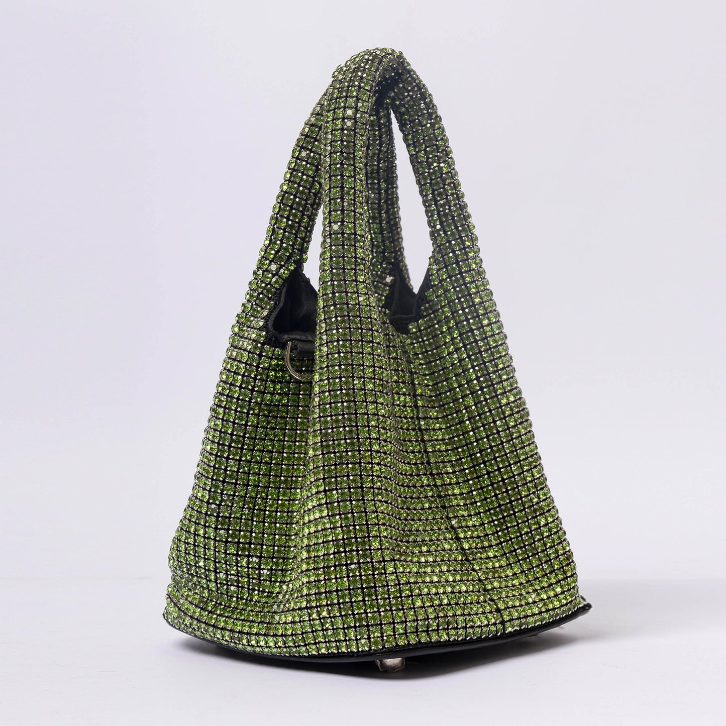 Emerald green rhinestone crystal evening clutch mesh bag LUMINA luxury handbag Pakistan