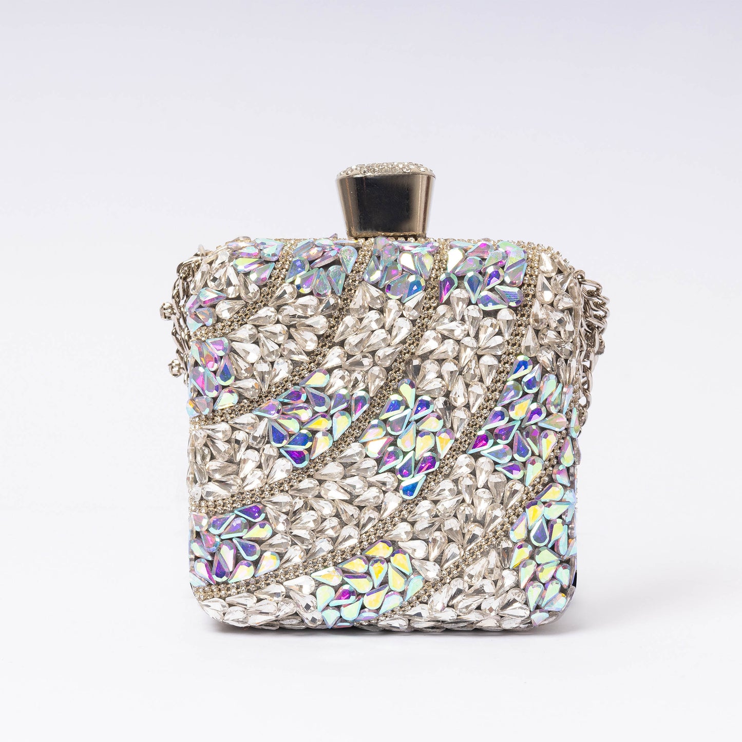 "Elára Luxe Aurora Silver luxury metallic silver handbag | LUMINA"
