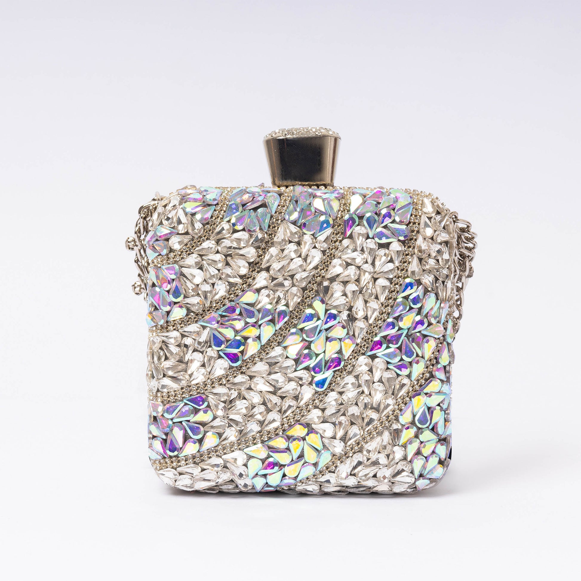 "Elára Luxe Aurora Silver luxury metallic silver handbag | LUMINA"
