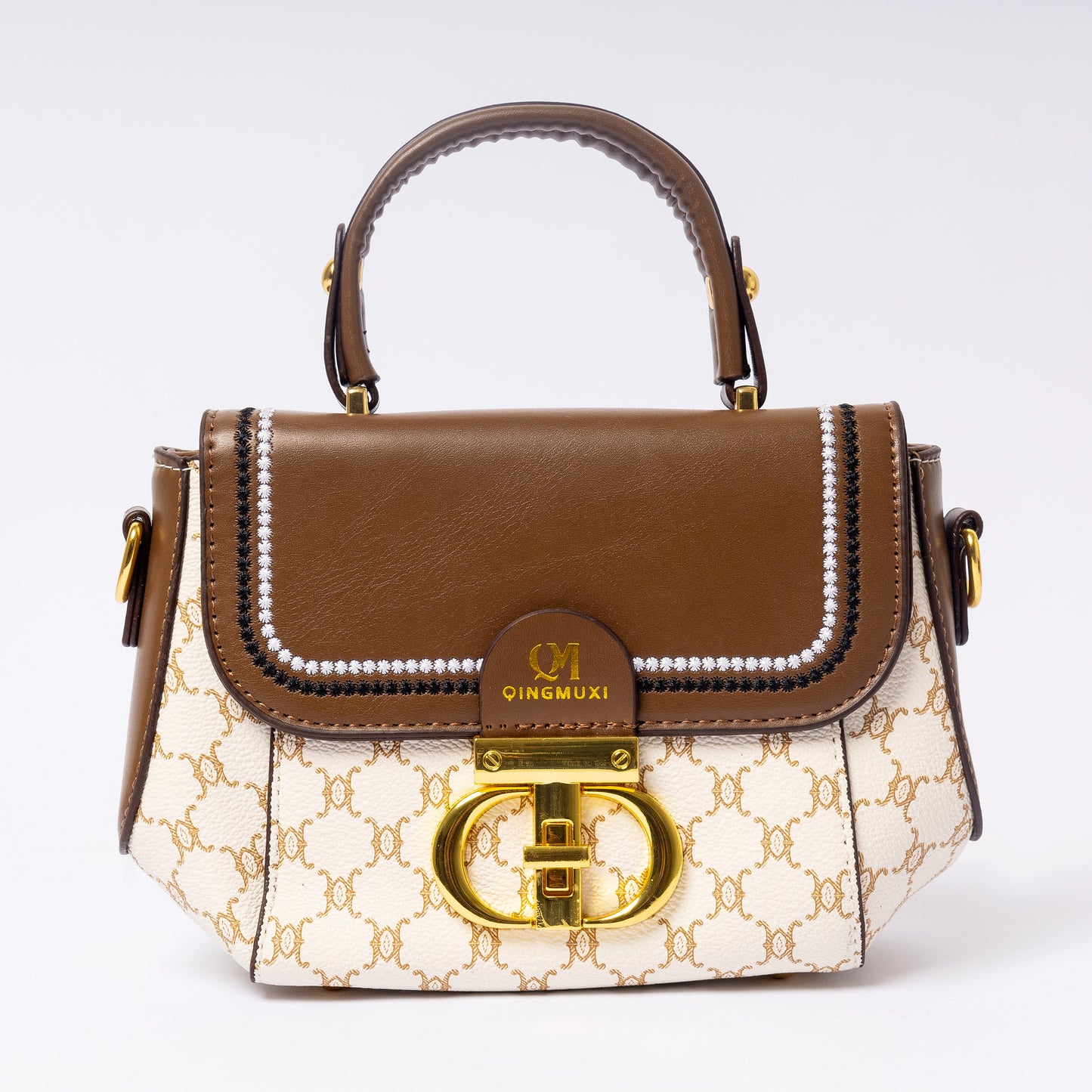 "Camillé Ivory Caramel luxury cream vegan leather handbag | LUMINA"
