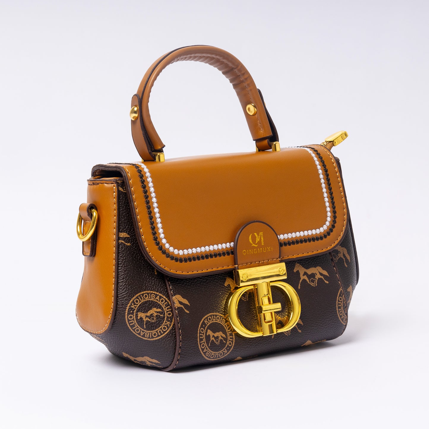 "Camillé Chestnut Mocha adjustable strap and hardware detail"
