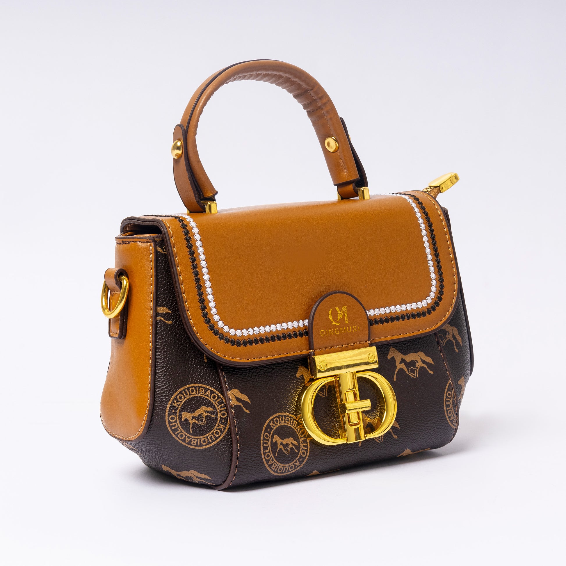"Camillé Chestnut Mocha adjustable strap and hardware detail"
