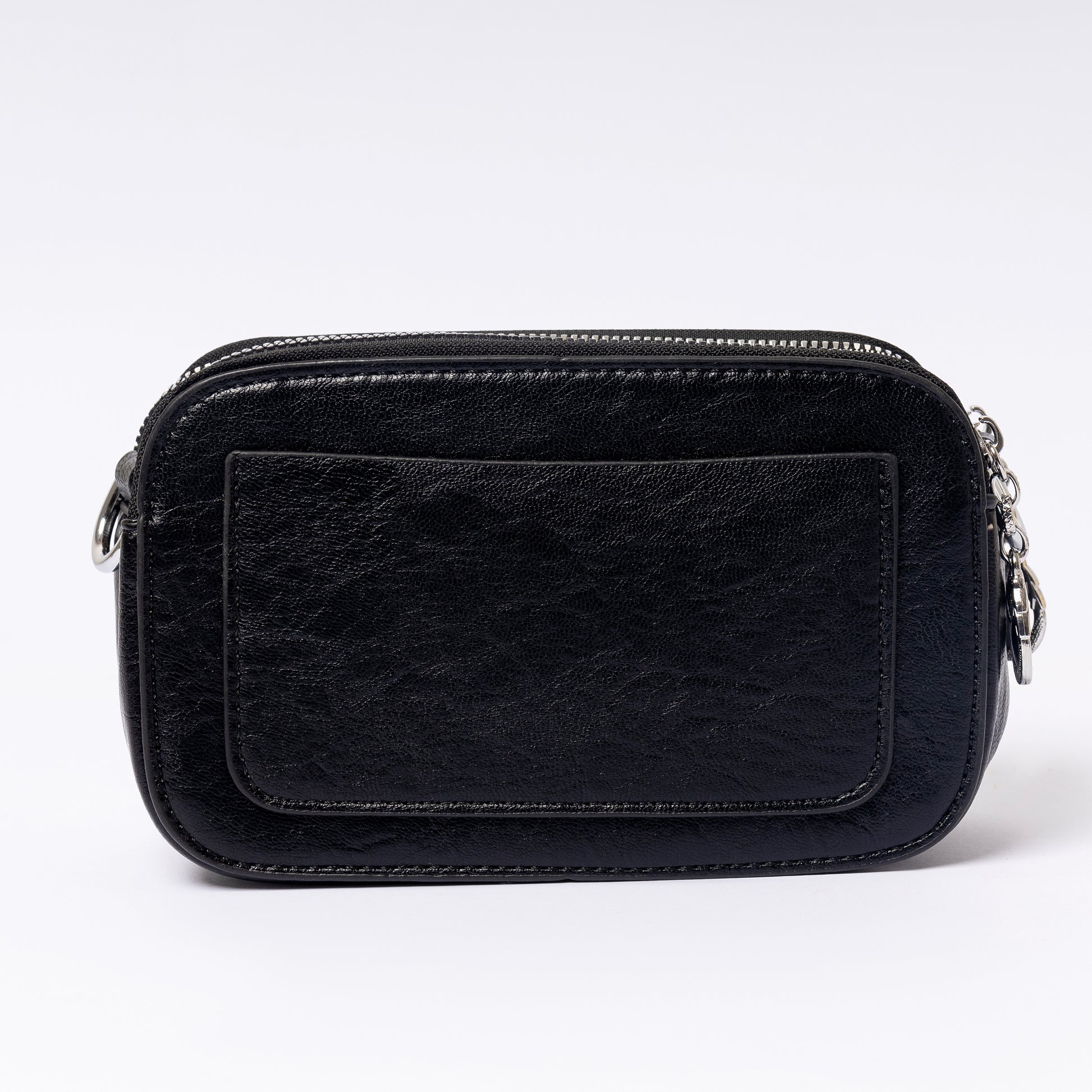"Auróra Crystal Noir Spark interior compartment and chain strap"
