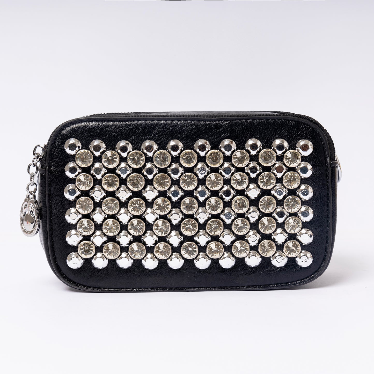 "Auróra Crystal Noir Spark luxury black crystal embellished clutch | LUMINA"
