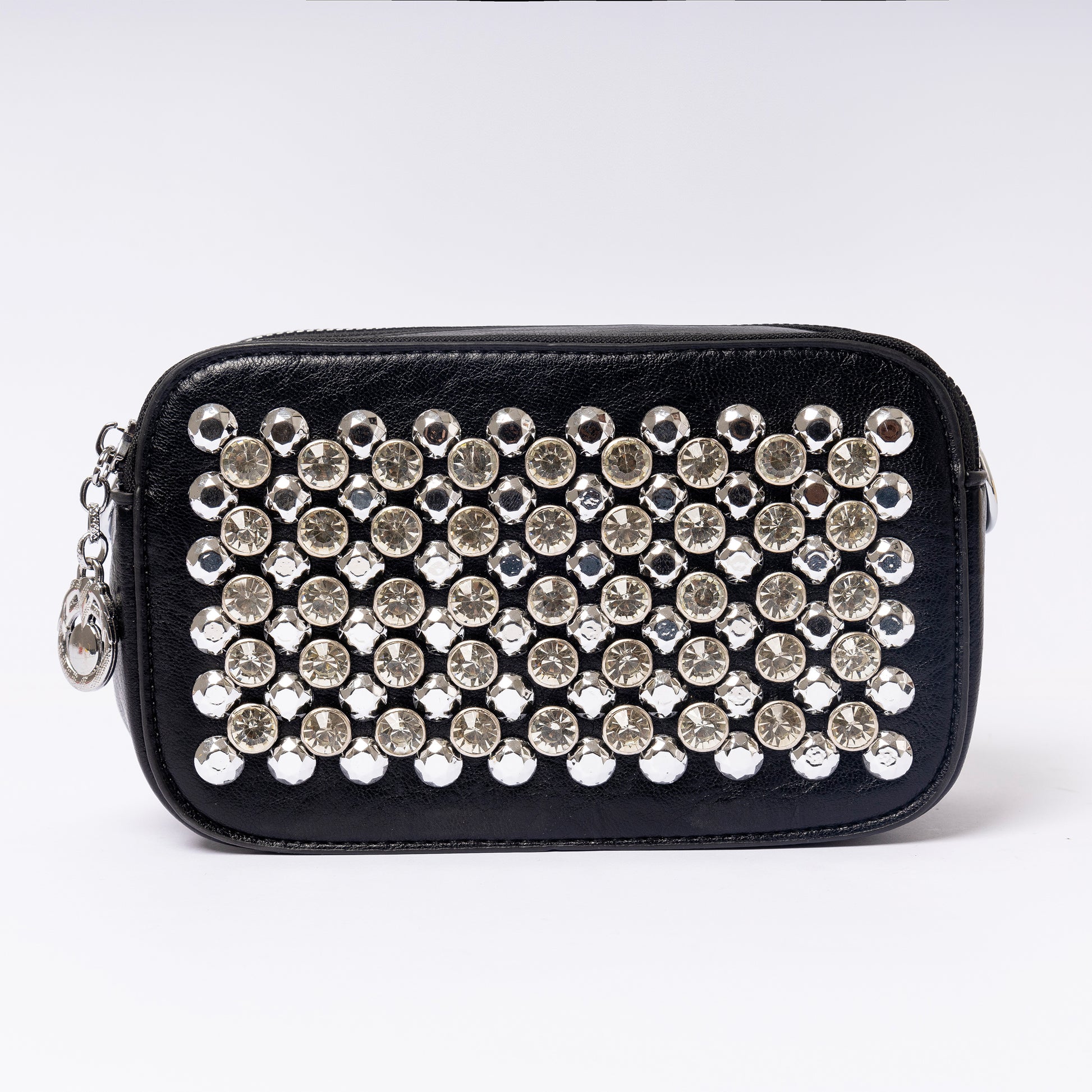 "Auróra Crystal Noir Spark luxury black crystal embellished clutch | LUMINA"
