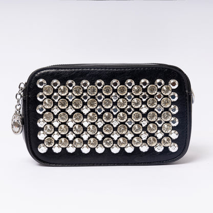 "Auróra Crystal Noir Spark luxury black crystal embellished clutch | LUMINA"
