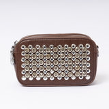 "Auróra Crystal Mocha Glint luxury brown crystal embellished clutch | LUMINA"

