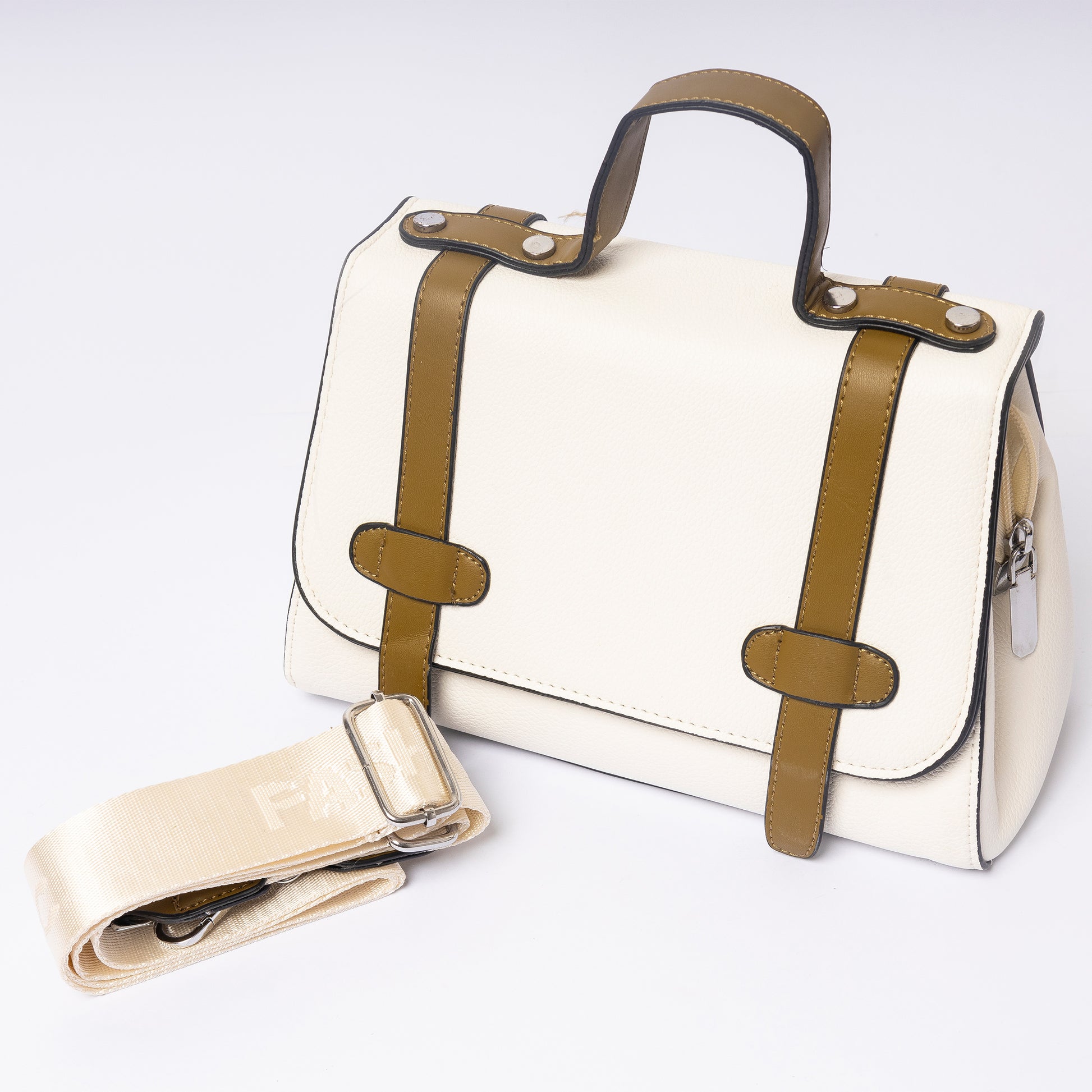 "Arletté Ivory Olive adjustable strap and hardware detail"
