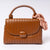 "Celína Cognac Charm luxury brown vegan leather handbag | LUMINA"