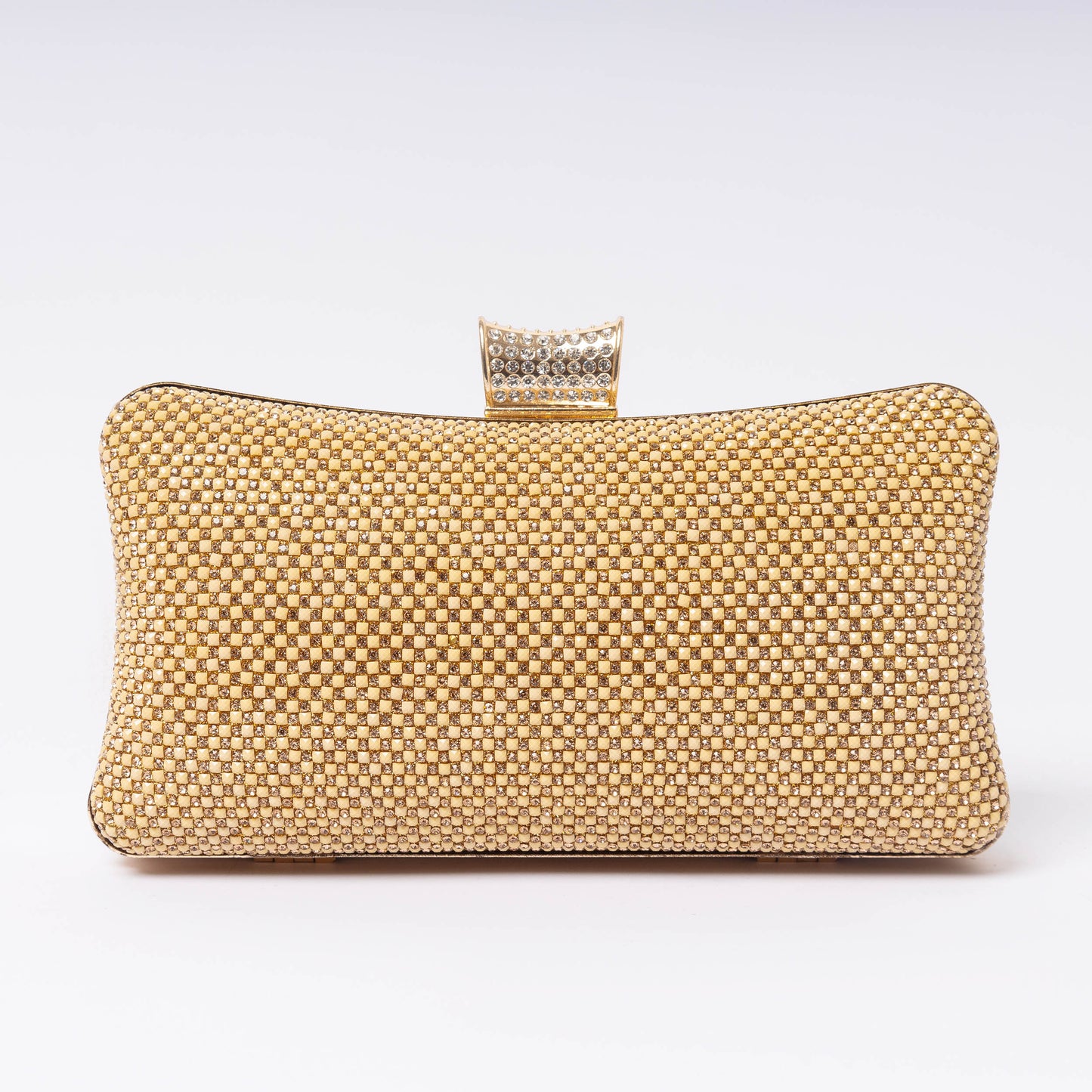 Gold rhinestone mesh clutch with crystal clasp LUMINA luxury evening bag Pakistan