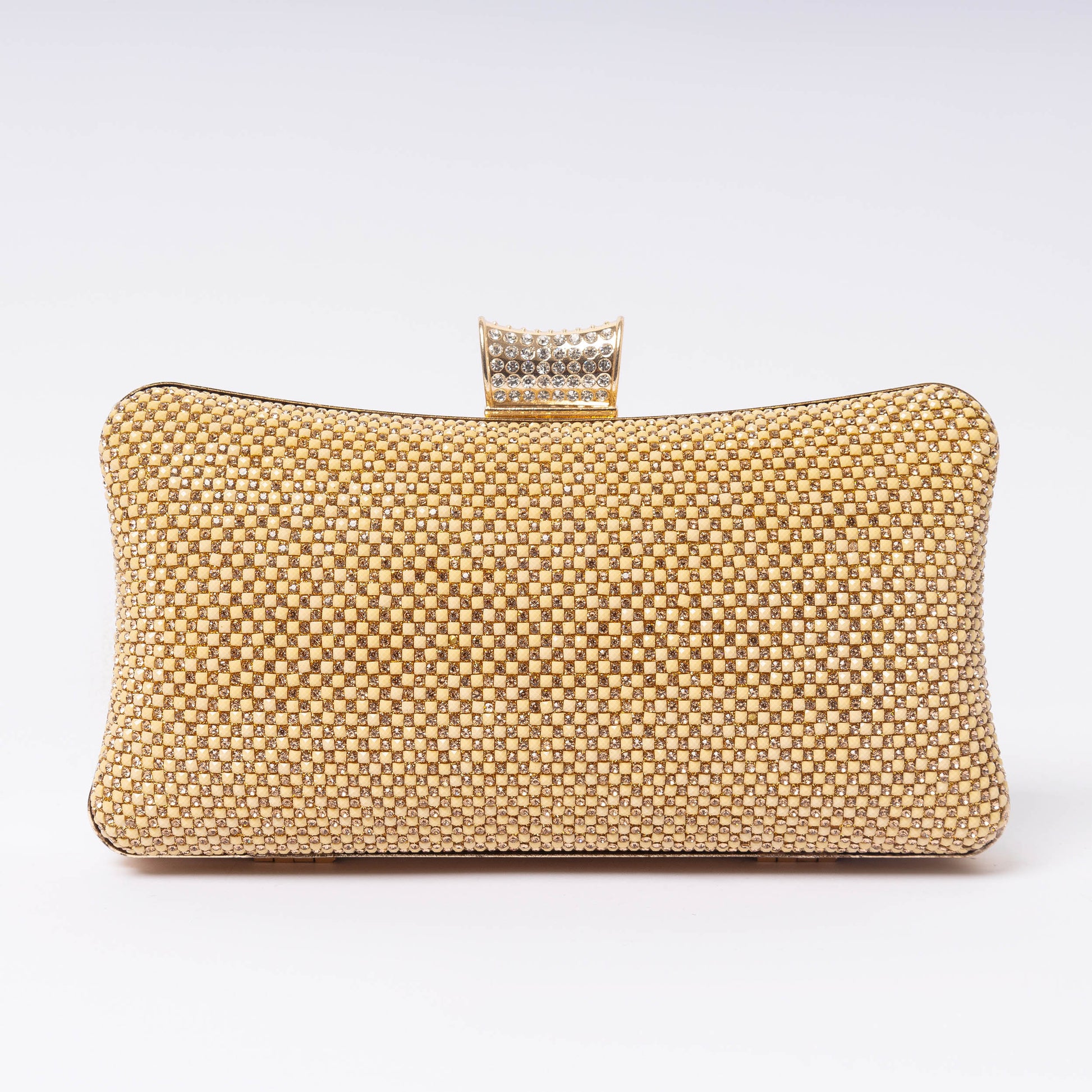 Gold rhinestone mesh clutch with crystal clasp LUMINA luxury evening bag Pakistan