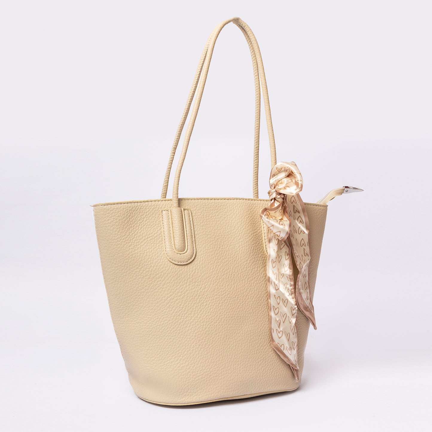 Ivory pebbled vegan leather tote spacious interior LUMINA work travel bag

