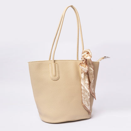 Ivory pebbled vegan leather tote spacious interior LUMINA work travel bag

